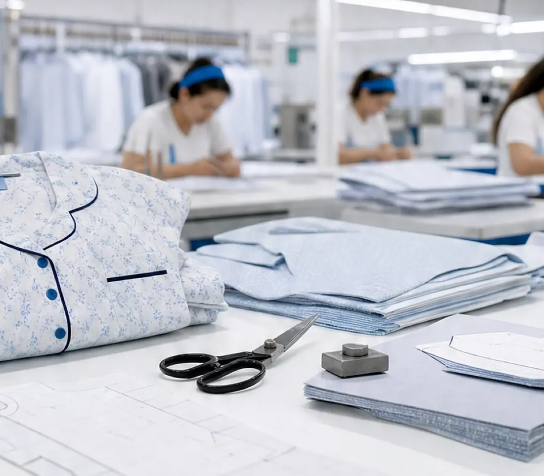 Bichish stoli: tayyor pijama va bichilgan detallar